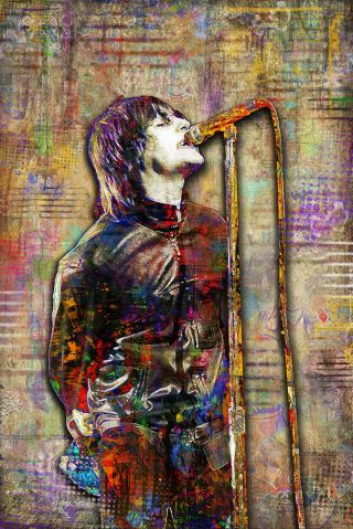 Liam Gallagher Of Oasis 12x18in Poster,  Liam Of Oasis Tribute Art
