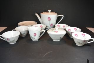 Vtg Hutschenreuther Selb Bavaria Fine China Tea Set With Sugar Bowl & Creamer