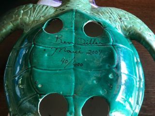 vintage Hawaiian Pottery Sea Turtle signed numbered by Ben Diller HUGE 14”x 14” 2