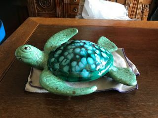 vintage Hawaiian Pottery Sea Turtle signed numbered by Ben Diller HUGE 14”x 14” 3