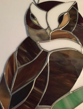 OWL bird (Large) - Stained Glass - Handcrafted - Sun Catcher - 10”x 7”inc 2