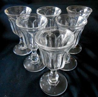 Rare Set Of Six 1835 - 60 Flint Flute Glass Wine Goblet Glass