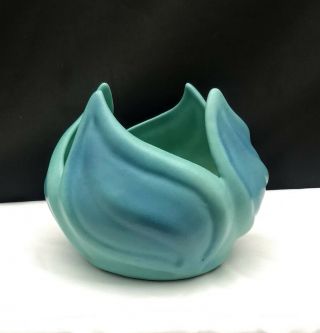 Vintage Signed Van Briggle Ming Blue Turquoise Swirl Tulip Vase