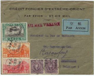 China 1936 Shanghai To Belgium Airmail Cover Via Hanoi