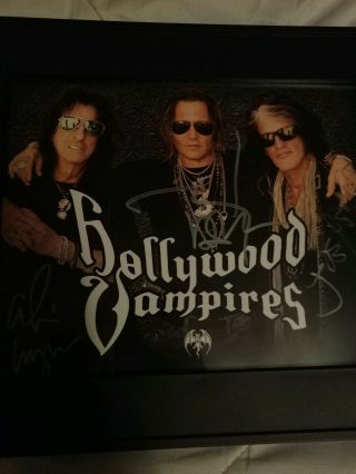 Hollywood Vampires 2018 Autographed Photo Johnny Depp Joe Perry Alice Cooper