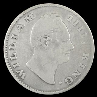 1835 British East India Company William Iv 1/2 Rupee Silver Coin F Incuse