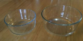 Pyrex 7201 4 Cup & 7203 7 Cup Clear Nesting Serving Mixing Bowls