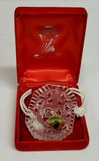 1982 Waterford Crystal Partridge In A Pear Tree 12 Days Of Christmas Ornament