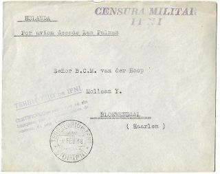 Ifni Spain To Netherlands Due Air Cover,  Censor 1938