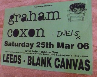 Blur/graham Coxon Rare Gig Poster From Leeds Blank Canvas 42 Cm X 30cm