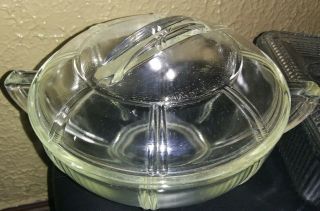 Vintage Queen Anne Glasbake Footed Bowl Retro Deco With Lid Euc