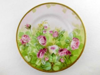 Antique A.  Lanternier And Co Limoges France Hand Painted Plate Roses Great Value