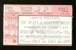 Tom Petty Concert Ticket 7/5/1985 Southern Accent Tour Dallas Reunion Arena