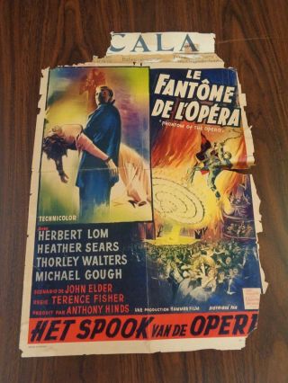 Phantom Of The Opera 1962 Belgian Movie Poster Herbert Lom Hammer Films