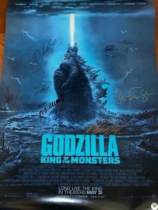 Godzilla King Of Monsters Ds Movie Poster Cast Signed Premiere King Kong Toy