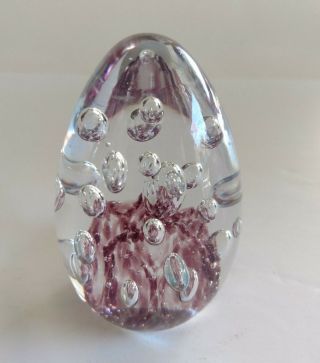 Vintage Art Glass Egg Controlled Bubble Paperweight