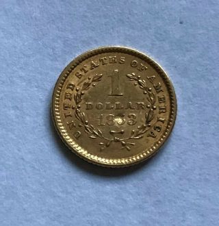 1853 Us $1.  00 Gold Dollar Coin - Sharp Au/unc Details