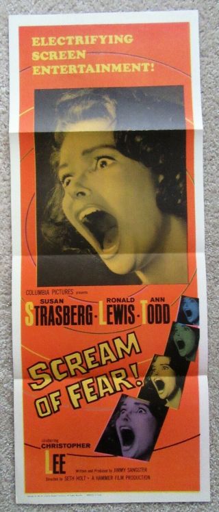 Scream Of Fear Orig 1961 Insrt Movie Poster Fld Eng Hammer Susan Strasberg Ex
