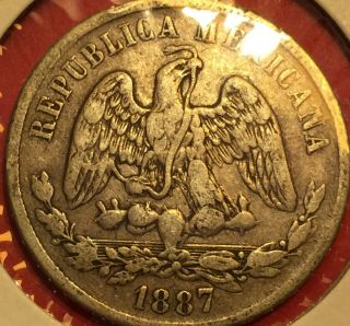 Mexico 1887 - Mom,  Silver 50 Centavos,  L 440