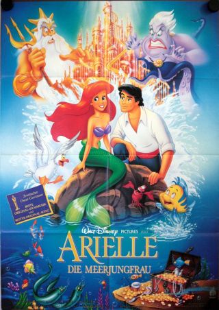 Walt Disney The Little Mermaid German Movie Poster Arielle,  Die Meerjungfrau