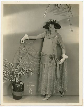 Hollywood Fashion Guru Peggy Hamilton Models Garden Party Frock 1920s Photograph