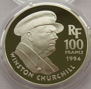 France 100 Francs 1994 Winston Churchill Silver Proof Coin