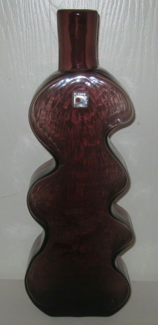 1994 Blenko 8904 Puzzle Wiggle 15 3/4 " Bottle/vase In Amethyst By Hank Adams