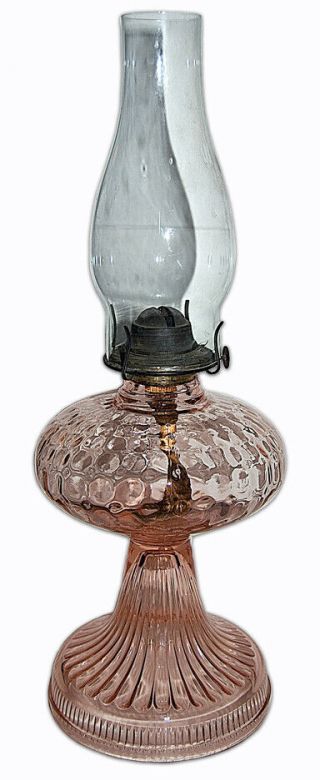 Lancaster Glass Pink 686f Depression Glass Oil Lamp