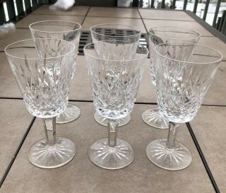 Set Of 6 Waterford Crystal Lismore Water Goblet Glasses 6 - 7/8 " Tall