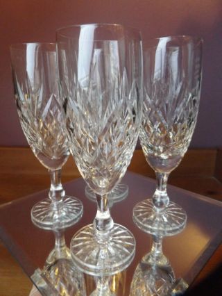 Four Vintage Czech Bohemian Lead Crystal Cut Glass Champagne Prosseco Flutes