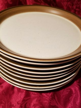 Set Of 9 Mikasa Potters Art Pf012 Buckskin Dinner Plates 10 3/4 " Ben Seibel