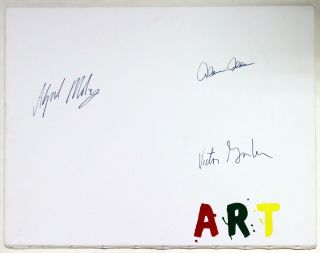 Art Broadway Cast Alan Alda,  Alfred Molina,  Victor Garber Signed Canvas
