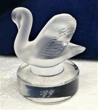 Vintage Lalique France Crystal Swan Paperweight Signed - Xlnt -