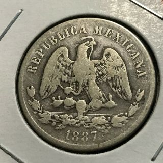 1887 Mo.  M Mexico Silver 50 Centavos Scarce Coin