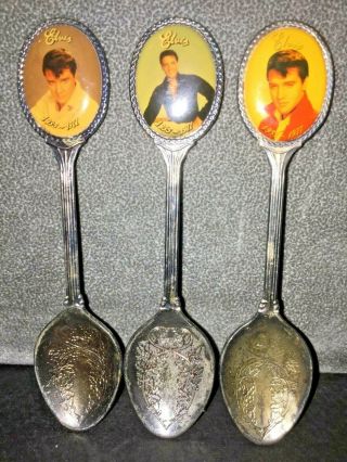 Elvis Presley - Vintage Set Of Three Collector Spoons - Portraits & Filigree