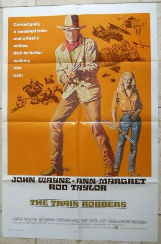 " The Train Robbers " 1973 John Wayne Ann - Margaret Vintage U.  S.  1 - Sheet