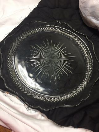 Vintage Depression Jeannette Glass Clear Cake Plate Serving Platter 11”