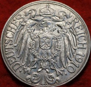 1910 Germany 25 Pfennig Foreign Coin
