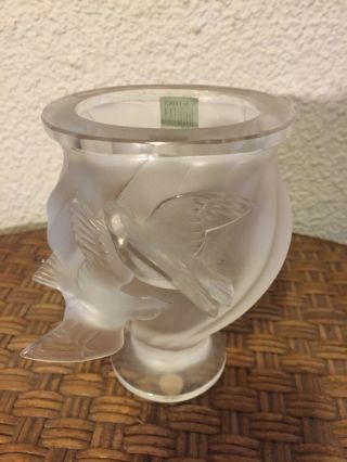 Elegant France Marie - Claude Lalique " Rosine " Frosted Crystal Bird Vase 5 "