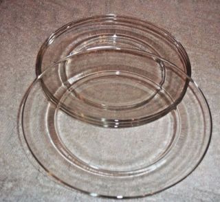 4 Clear Glass Saucer Dessert Plate No Design 6 3/4 Inches Across