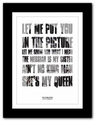 The Stone Roses Love Spreads ❤ Lyric Typography Poster Art Print A1 A2 A3 Or A4