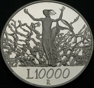 Italy 10000 Lire 2000r Proof - Silver - Towards 2000: The Peace - 1530