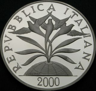 ITALY 10000 Lire 2000R Proof - Silver - Towards 2000: The Peace - 1530 2