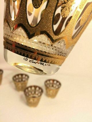 Culver Vintage 22k Gold Old Fashioned Low Ball Whiskey Glasses Mid Century Style