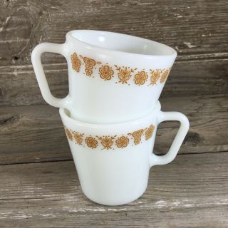 Pyrex 1410 Butterfly Gold Coffee Cup Mug Set Of 2 Corelle Cups Corning Ware