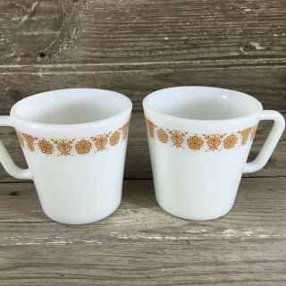 Pyrex 1410 Butterfly Gold Coffee Cup Mug Set Of 2 Corelle Cups Corning Ware 2
