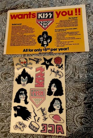 Vintage 1978 Kiss Tattoos From Alive Ii & Double Platnm Merchandise Order Form