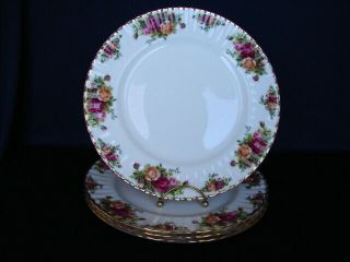 Set Of 4 Royal Albert Old Country Roses 10 - 1/2 " Dinner Plates - England