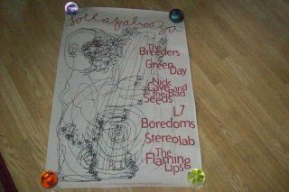 Lollapalooza Poster Rare 1994 Green Day Nick Cave Flaming Lips Stereolab L7