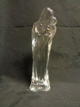 Vintage Baccarat Crystal Mother And Child Madonna Figurine Made In France
